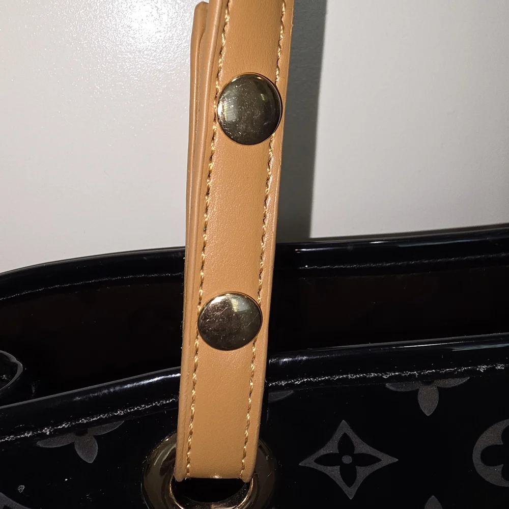 Designer Black and Tan Monogram Tote - Picture 3 of 11
